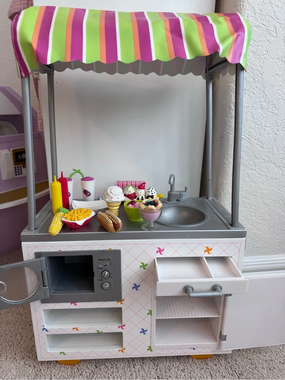 American Girl Campus Snack Cart + Food Accessories